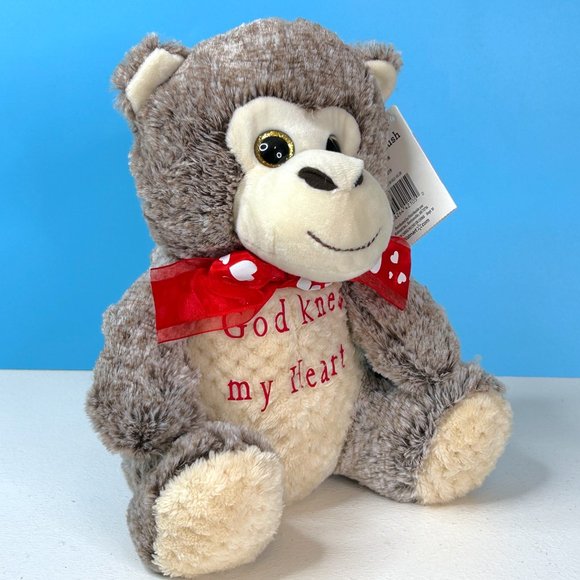 RARE Walmart GOD KNEW MY HEART Monkey Valentine's Day 11" Plush Stuffed Animal - Picture 3 of 7